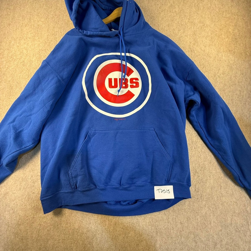 Majestic Chicago Cubs MLB Hoodie Royal Blue Pullover Sweatshirt Mens XL Logo